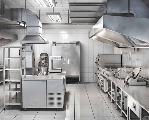 Industrial kitchen. Restaurant kitchen. 3d illustration